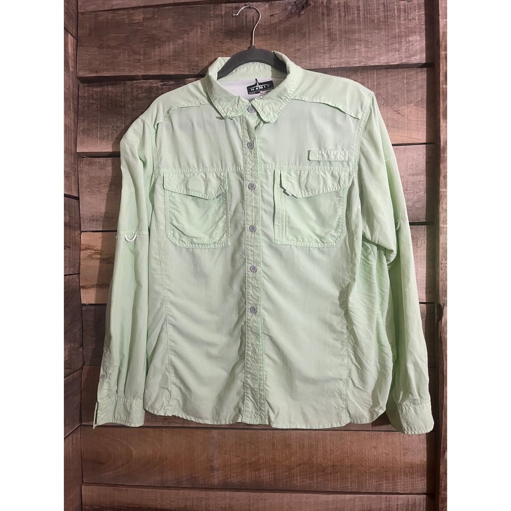 Habit Mens Solar-Factor Fishing Shirt XL Mint Green Long Sleeve Vented UPF 30+
